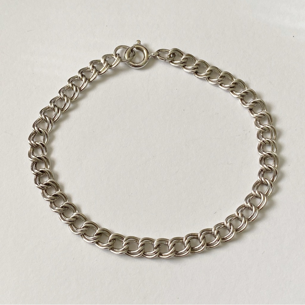 Silver Sterling Vintage Double Link Chain Bracelet
